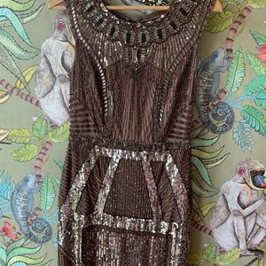 Aidan Mattox Beaded Cocktail Dress Gatsby 20s